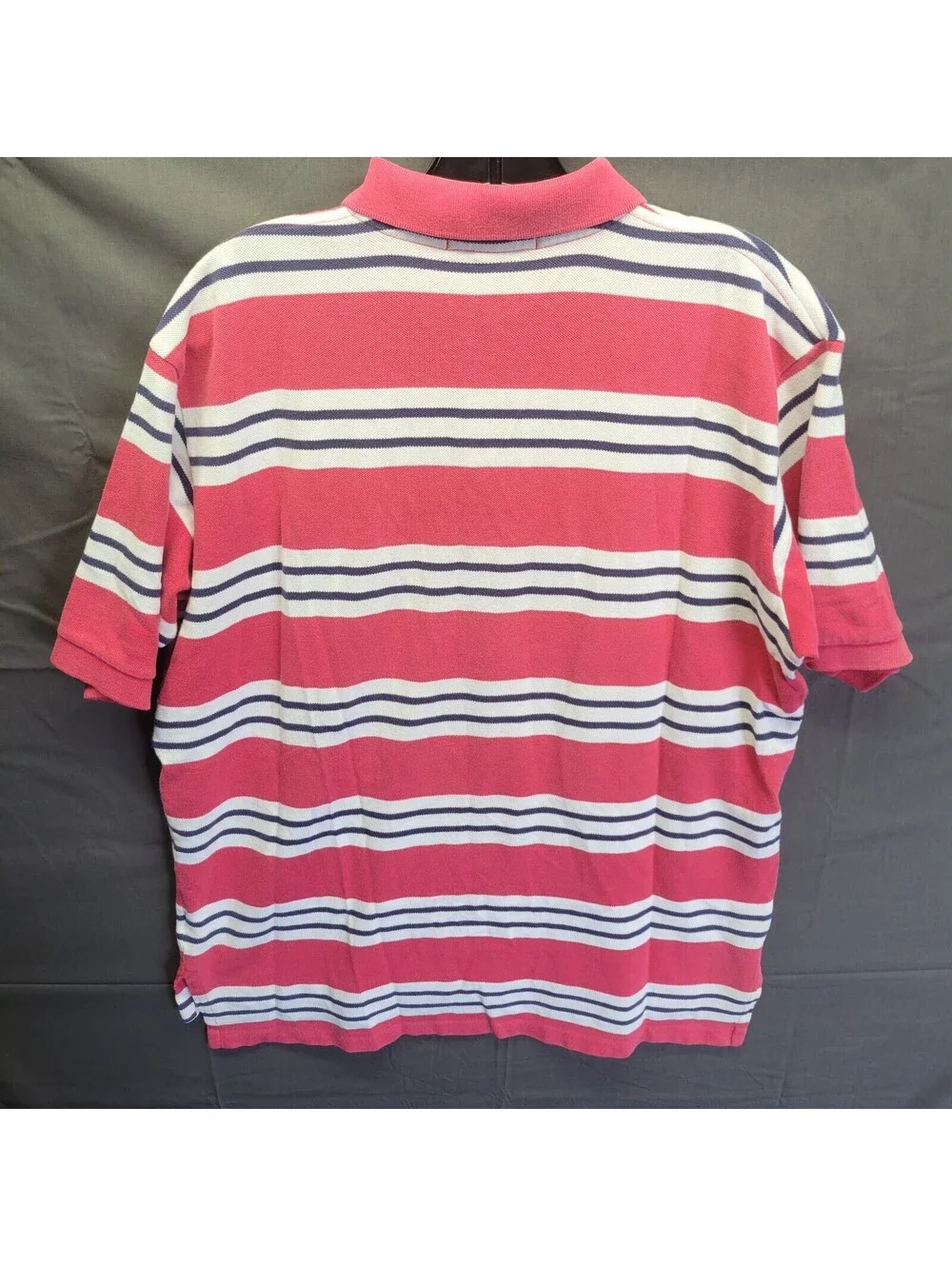 Men's Polo by Ralp Lauren Pink, White with Black 3 Stripe Polo Shirt Sz Large